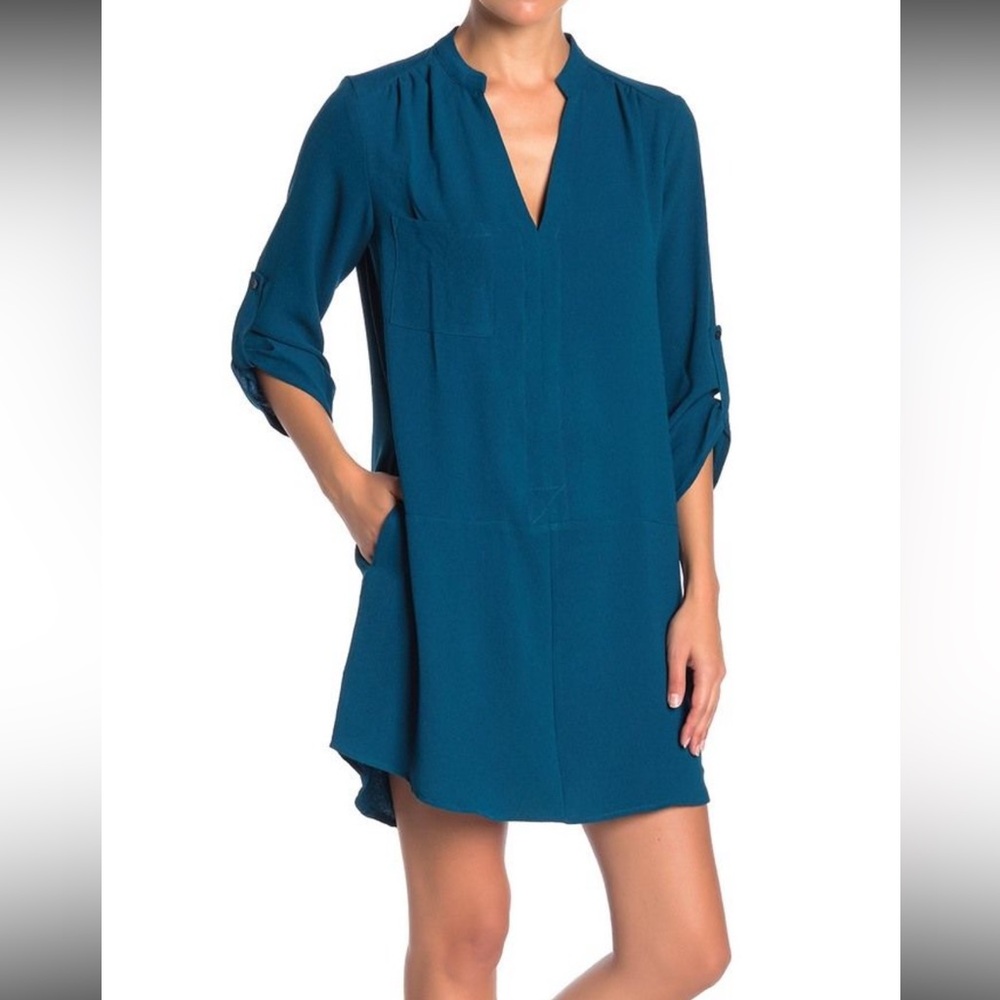 Lush | Novak 3/4 Sleeve Teal Shift Dress size small